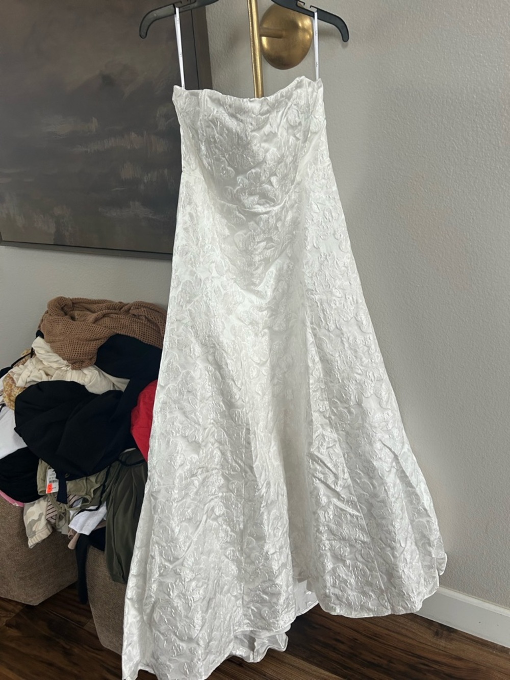 NWT Lulus Tressa White Floral Jacquard Strapless Maxi Dress - Picture 8 of 13